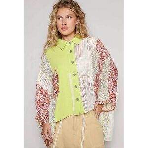 POL OVERSIZED Thermal Crochet Lace Patchwork mix new spring release NEW